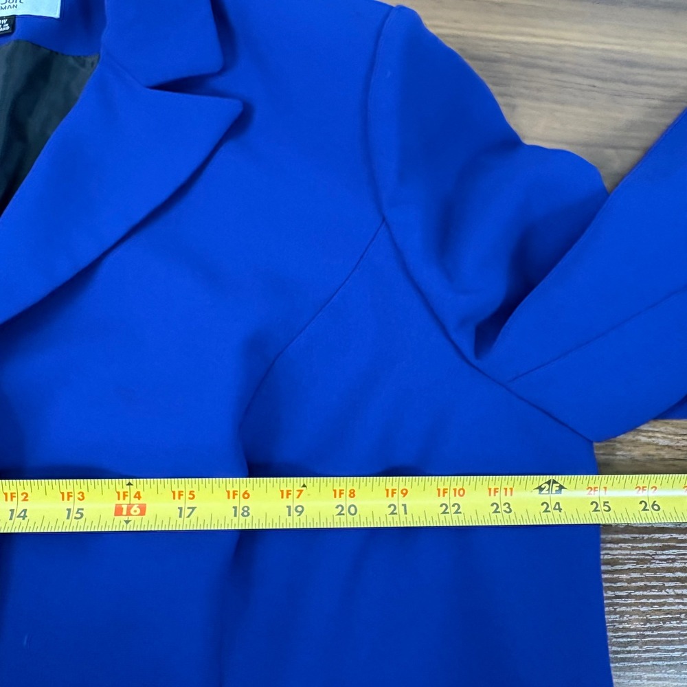 Le Suit Woman Blazer 20W Blue Black Colorblock Button Front Professional Jacket - Picture 6 of 11